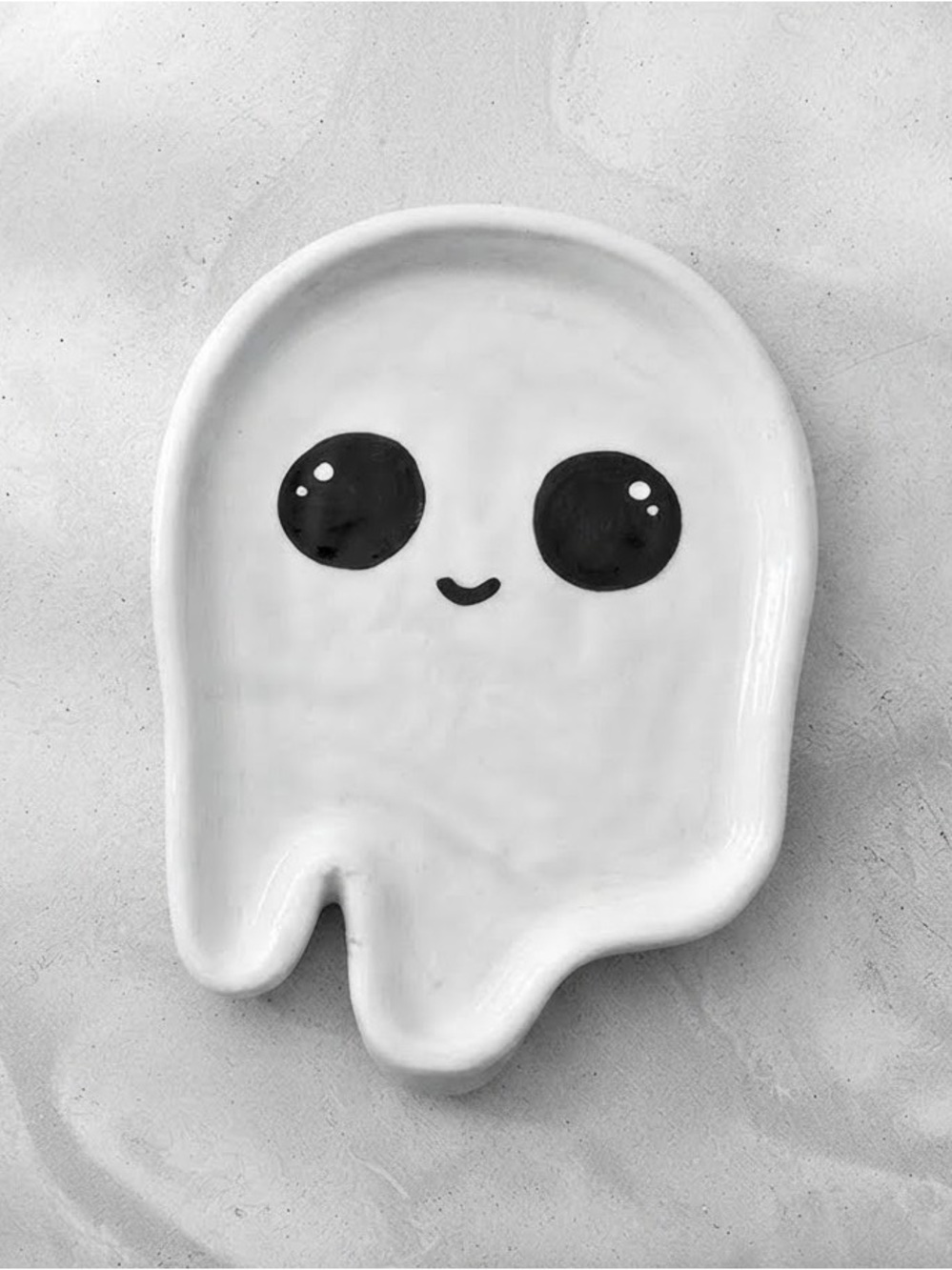 Cute Ghost Trinket Dish - White & Black  - Halloween Decor